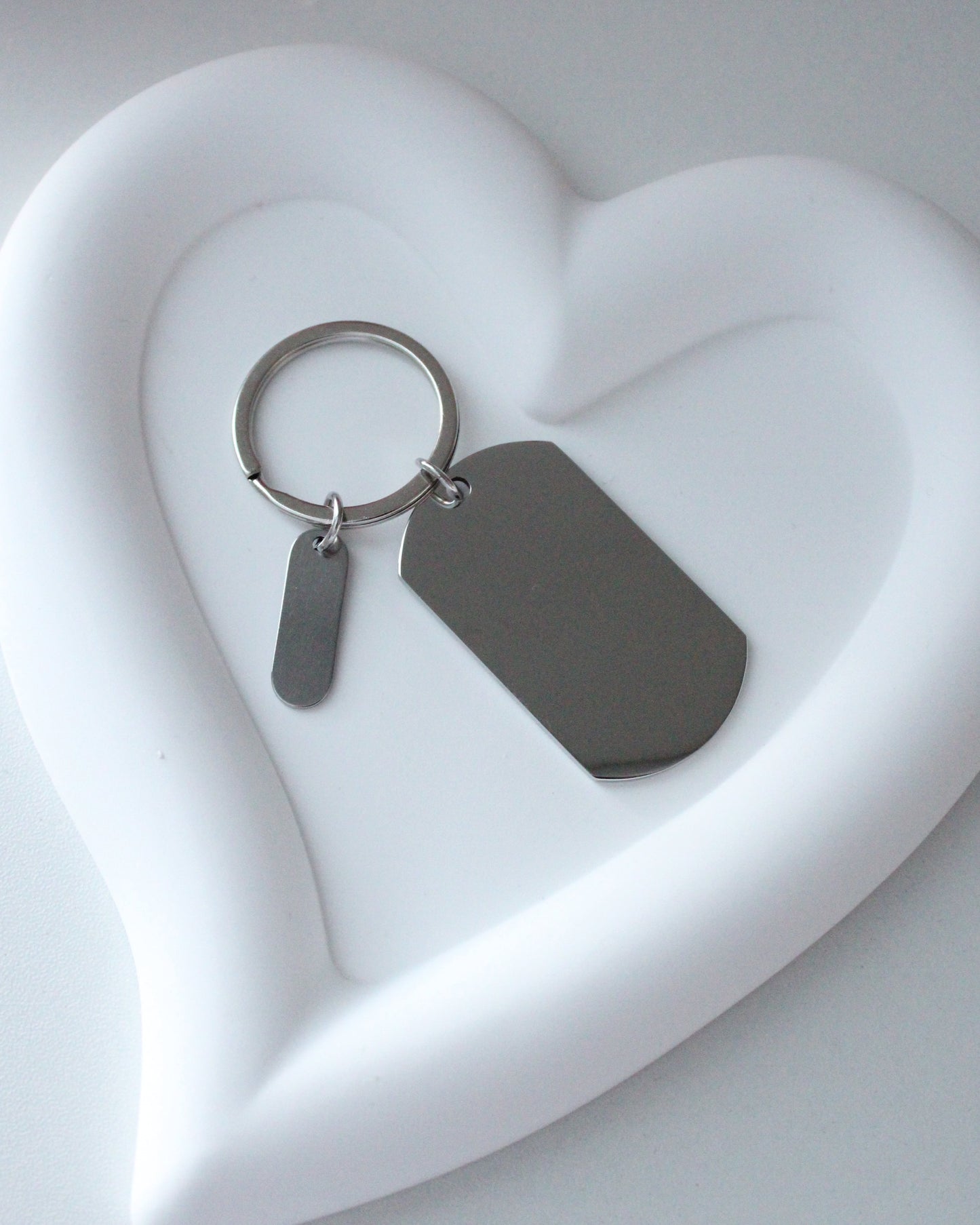 Double Personalized Silver Keychain